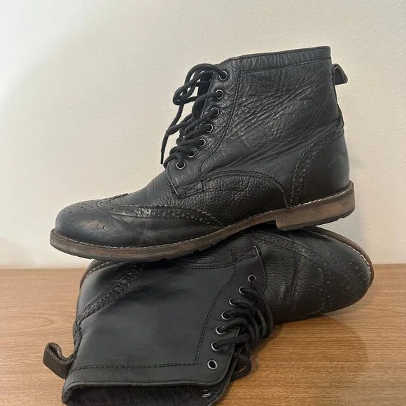 TOPMAN Wingtip Boots (black) - Picture 3 of 12